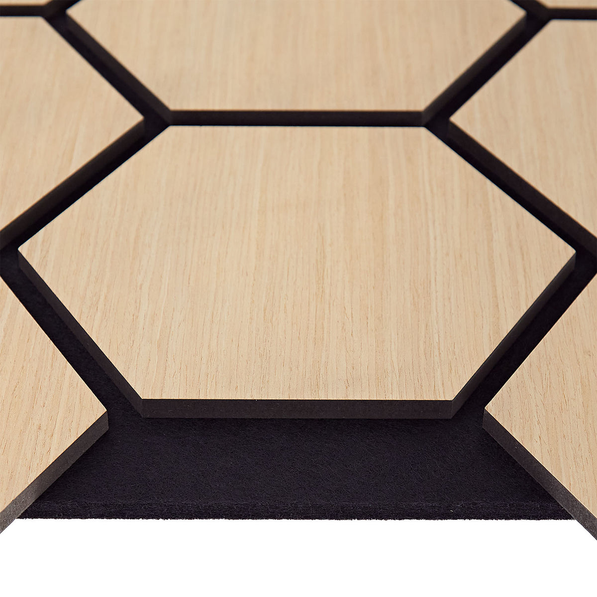 4er Set Akustikpaneele Wandpaneele Hexagon Wabe 76 x 62 cm Natur Eiche Holz 3D - Palo24