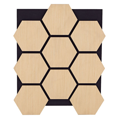 4er Set Akustikpaneele Wandpaneele Hexagon Wabe 76 x 62 cm Natur Eiche Holz 3D - Palo24
