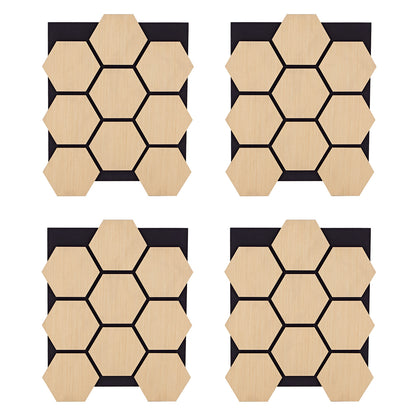 4er Set Akustikpaneele Wandpaneele Hexagon Wabe 76 x 62 cm Natur Eiche Holz 3D - Palo24