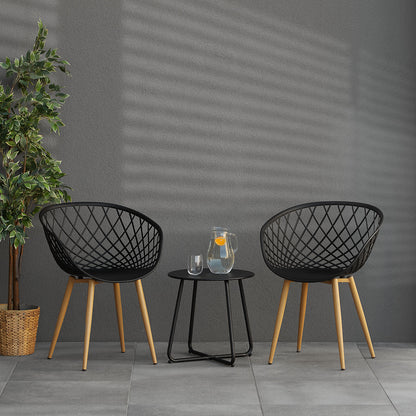 Gartenstuhl mit Armlehnen 6er Set Gartensessel Schwarz Balkonstühle