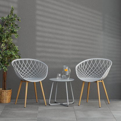 Gartenstuhl mit Armlehnen 4er Set Grau Balkonstühle Kunststoff