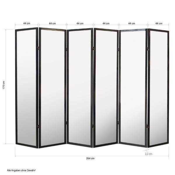 6 fach Holz Paravent Raumteiler schwarz - Palo24
