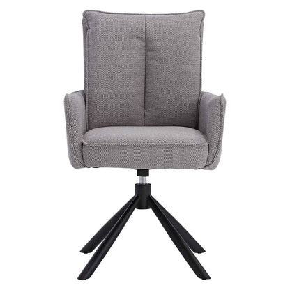 Esstisch mit 4 Stühlen Set Essgruppe Polsterstühle Drehbar Grau 200x100 cm Metall Braun Schwarz