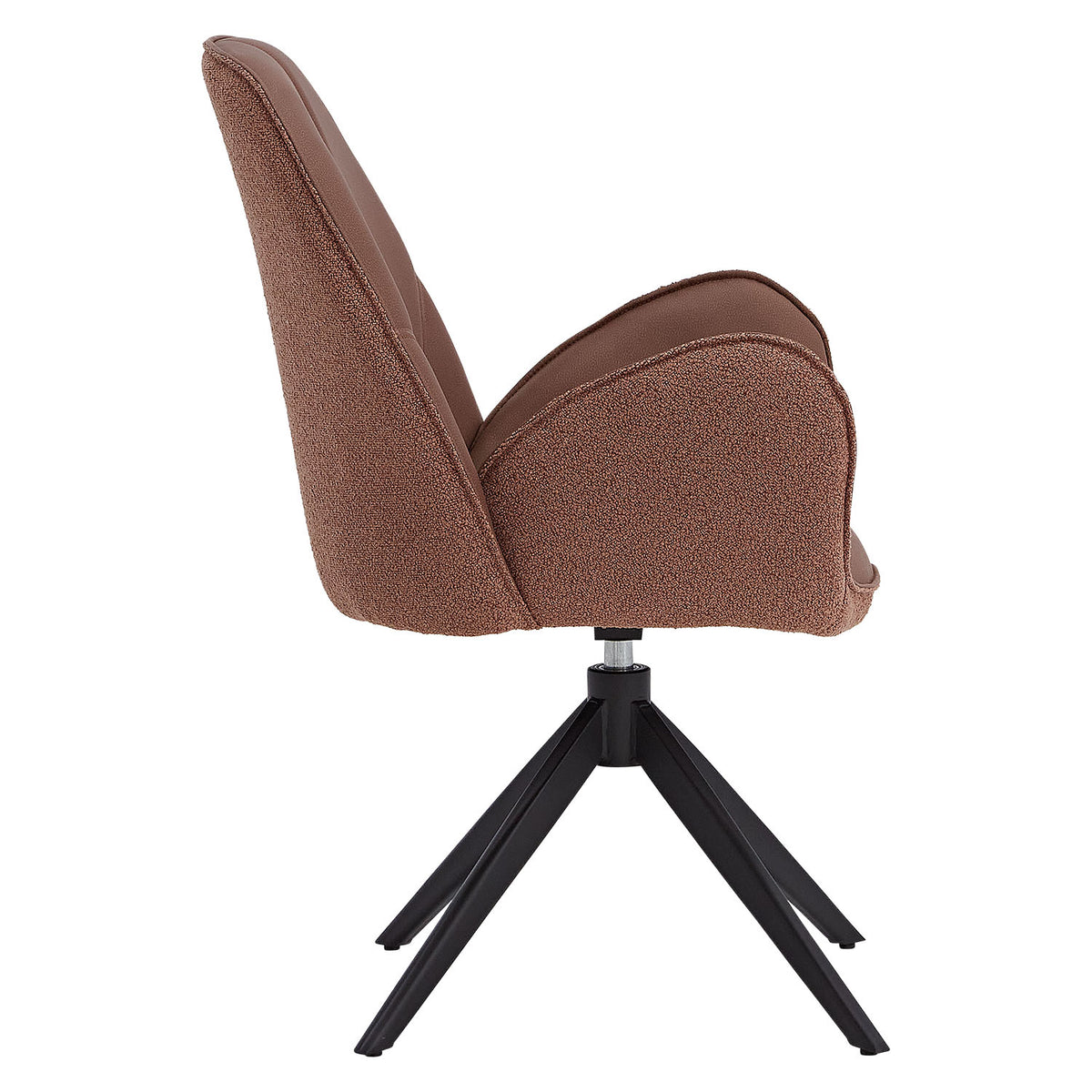 4x Polsterstuhl Bouclé Leder Braun | drehbar | mit Armlehnen | Küche Esszimmer Büro - Palo24