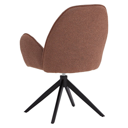 4x Polsterstuhl Bouclé Leder Braun | drehbar | mit Armlehnen | Küche Esszimmer Büro - Palo24