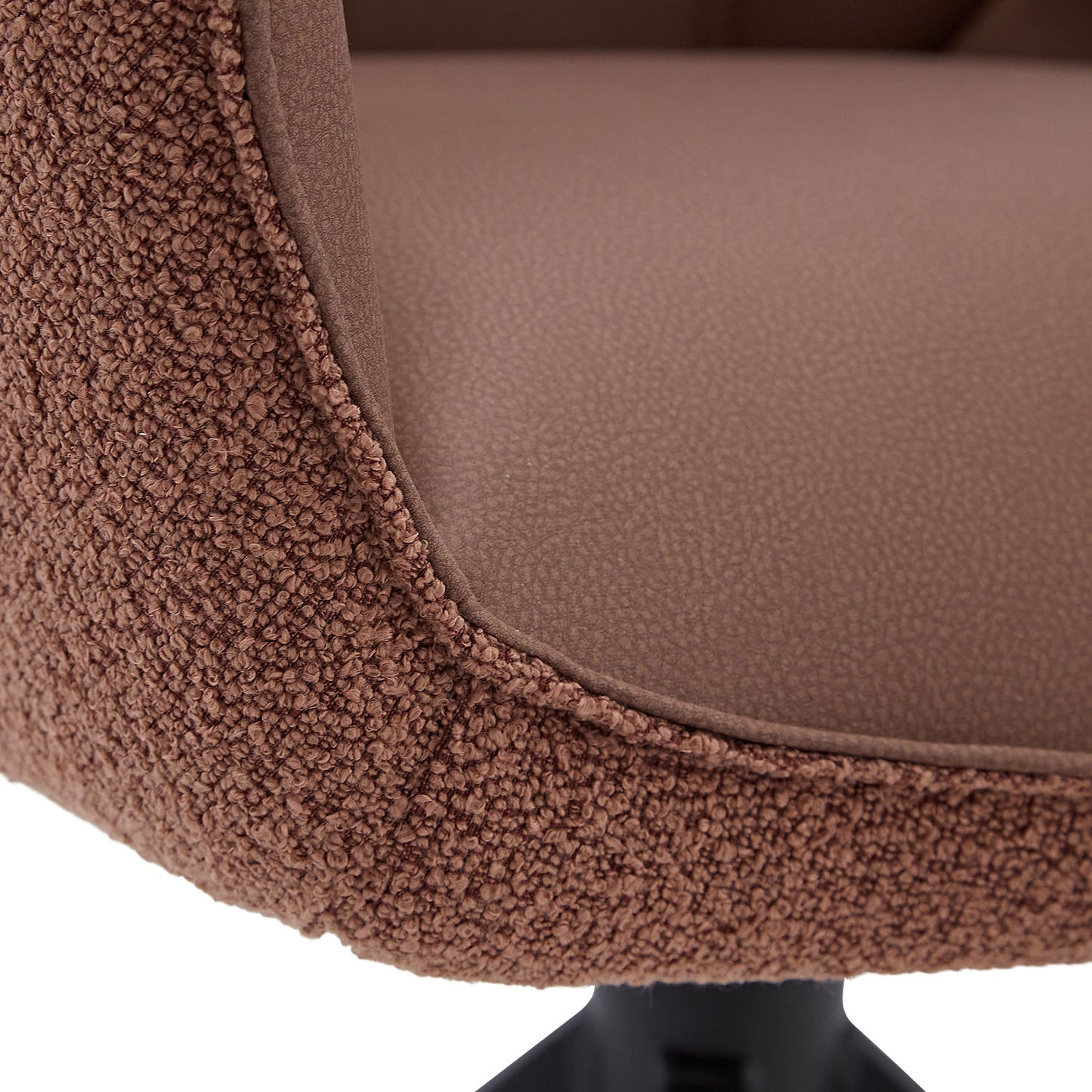 4x Polsterstuhl Bouclé Leder Braun | drehbar | mit Armlehnen | Küche Esszimmer Büro - Palo24