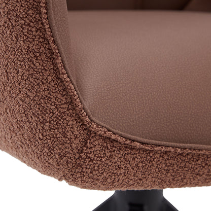 4x Polsterstuhl Bouclé Leder Braun | drehbar | mit Armlehnen | Küche Esszimmer Büro - Palo24