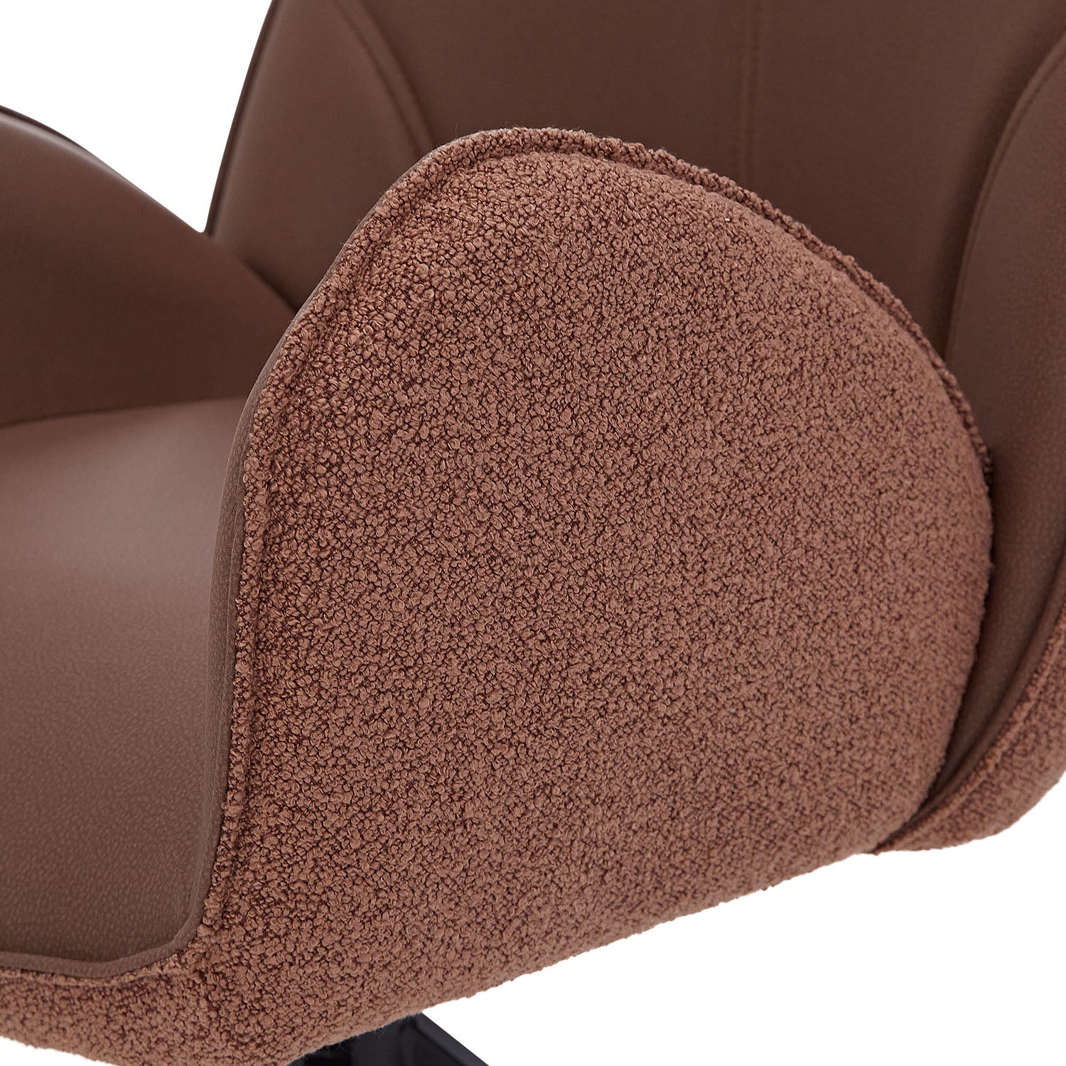 4x Polsterstuhl Bouclé Leder Braun | drehbar | mit Armlehnen | Küche Esszimmer Büro - Palo24