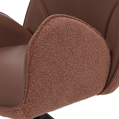 4x Polsterstuhl Bouclé Leder Braun | drehbar | mit Armlehnen | Küche Esszimmer Büro - Palo24