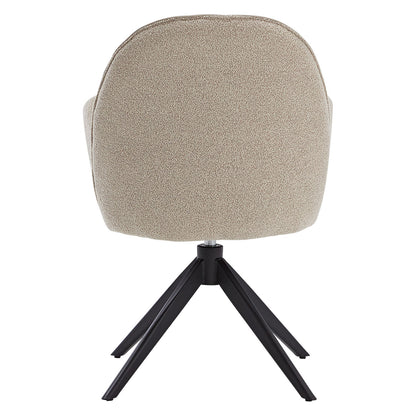 Polsterstuhl Bouclé Leder Beige Almond Milk | einzeln | drehbar | mit Armlehnen