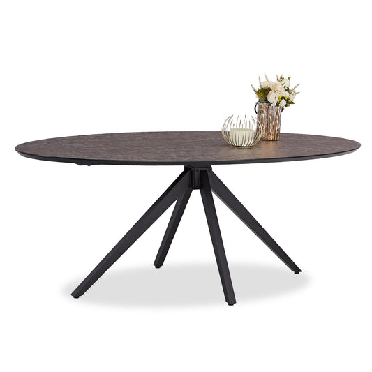 Esstisch Oval Industrial Style Schwarz Braun - Palo24