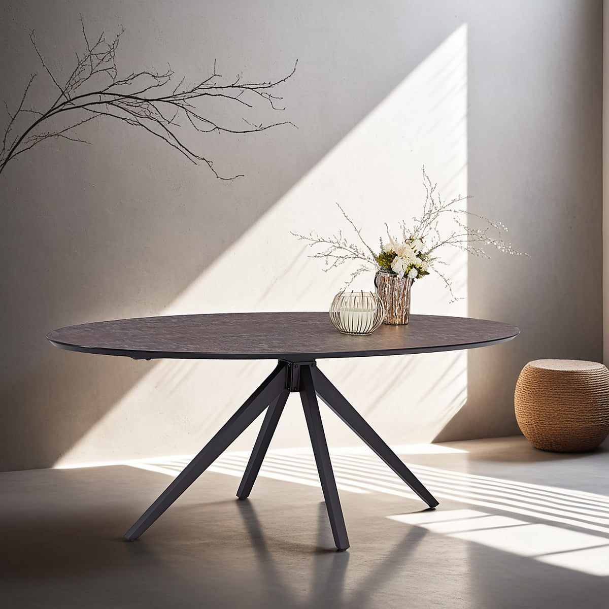 Esstisch Oval Industrial Style Schwarz Braun - Palo24