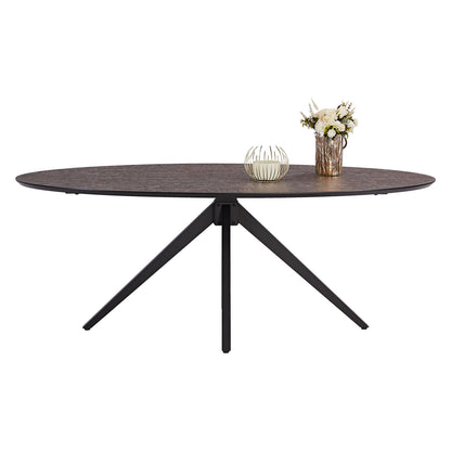 Esstisch Oval Industrial Style Schwarz Braun - Palo24