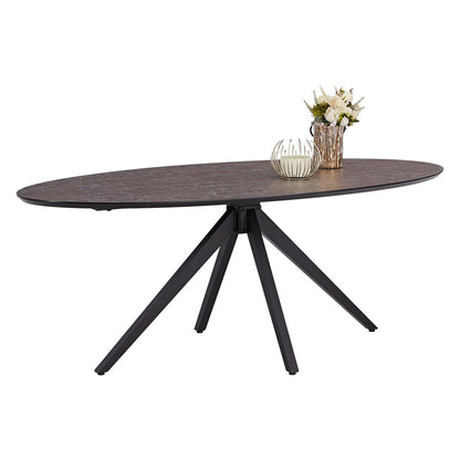 Esstisch Oval Industrial Style Schwarz Braun - Palo24