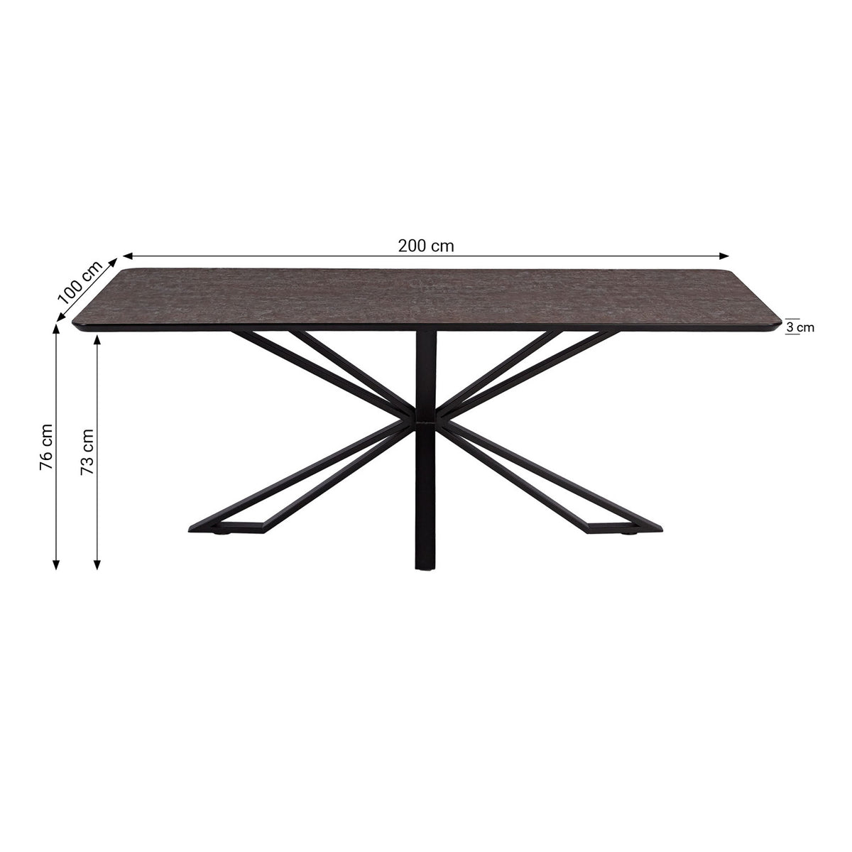 Esstisch 200x100 cm Industrial Style Schwarz Braun - Palo24