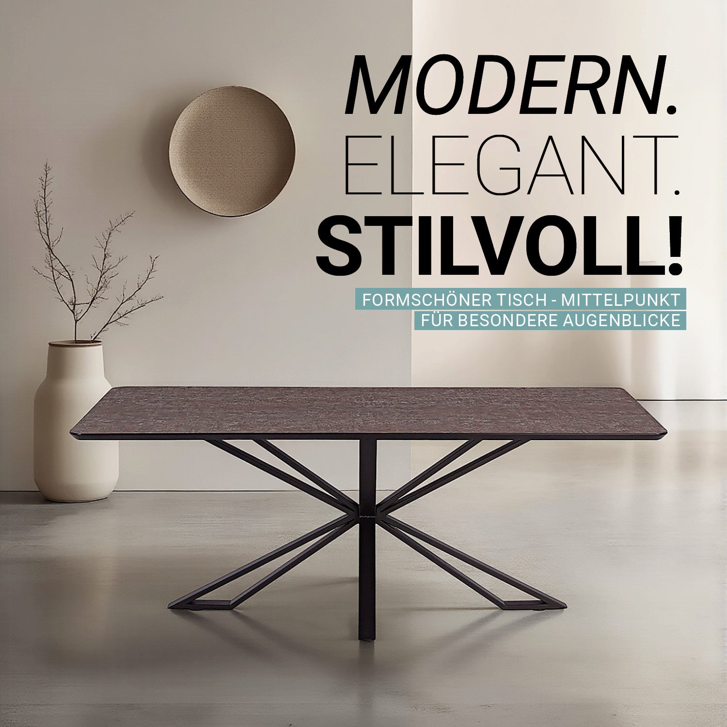 Esstisch 200x100 cm Industrial Style Schwarz Braun - Palo24
