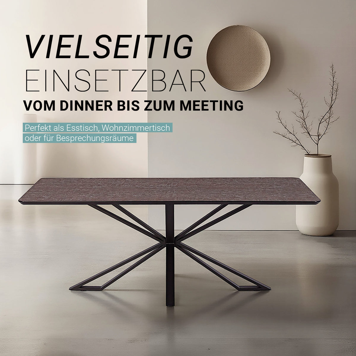 Esstisch 200x100 cm Industrial Style Schwarz Braun - Palo24