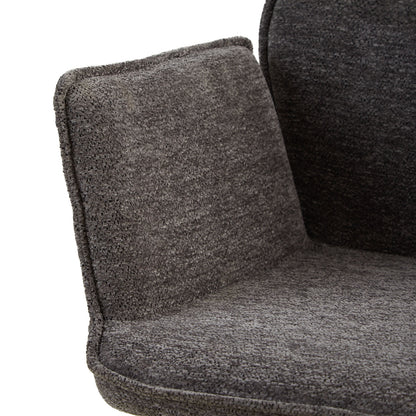 Polsterstuhl Chenille Wolle Grau | 2er Set | drehbar | mit Armlehnen | Küche Esszimmer Büro