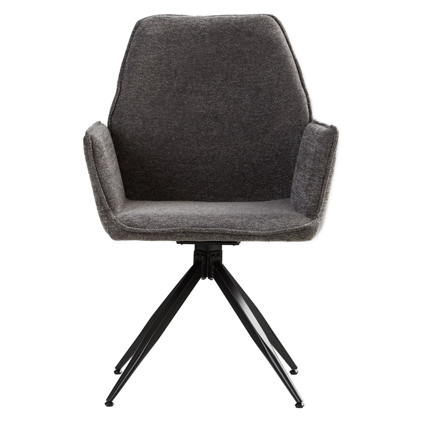 Polsterstuhl Chenille Wolle Grau | 6er Set | drehbar | mit Armlehnen | Küche Esszimmer Büro