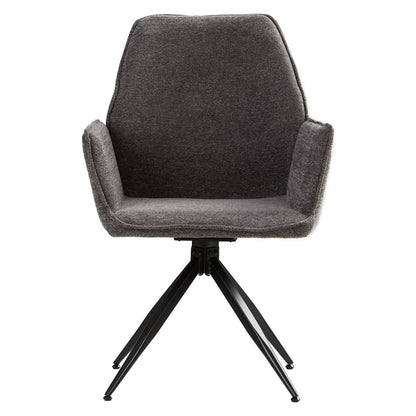 Polsterstuhl Chenille Wolle Grau | 6er Set | drehbar | mit Armlehnen | Küche Esszimmer Büro