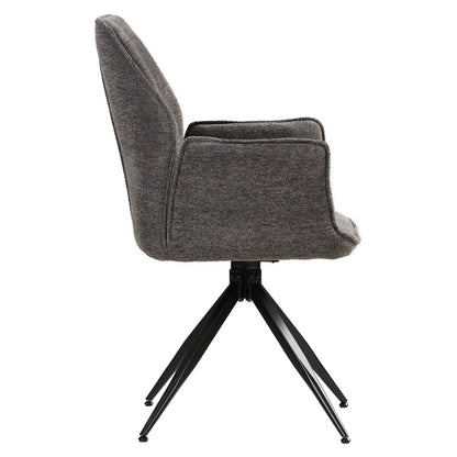 Polsterstuhl Chenille Wolle Grau | 6er Set | drehbar | mit Armlehnen | Küche Esszimmer Büro