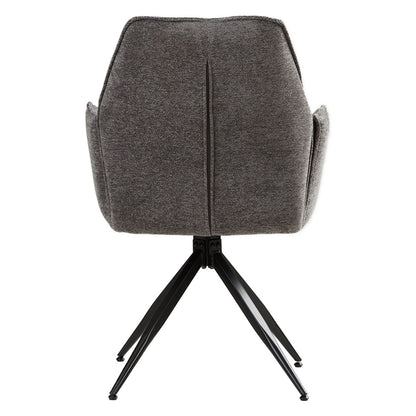Polsterstuhl Chenille Wolle Grau | 6er Set | drehbar | mit Armlehnen | Küche Esszimmer Büro