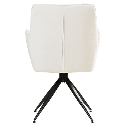 Polsterstuhl Chenille Wolle Weiss | 2er Set | drehbar | mit Armlehnen | Küche Esszimmer Büro
