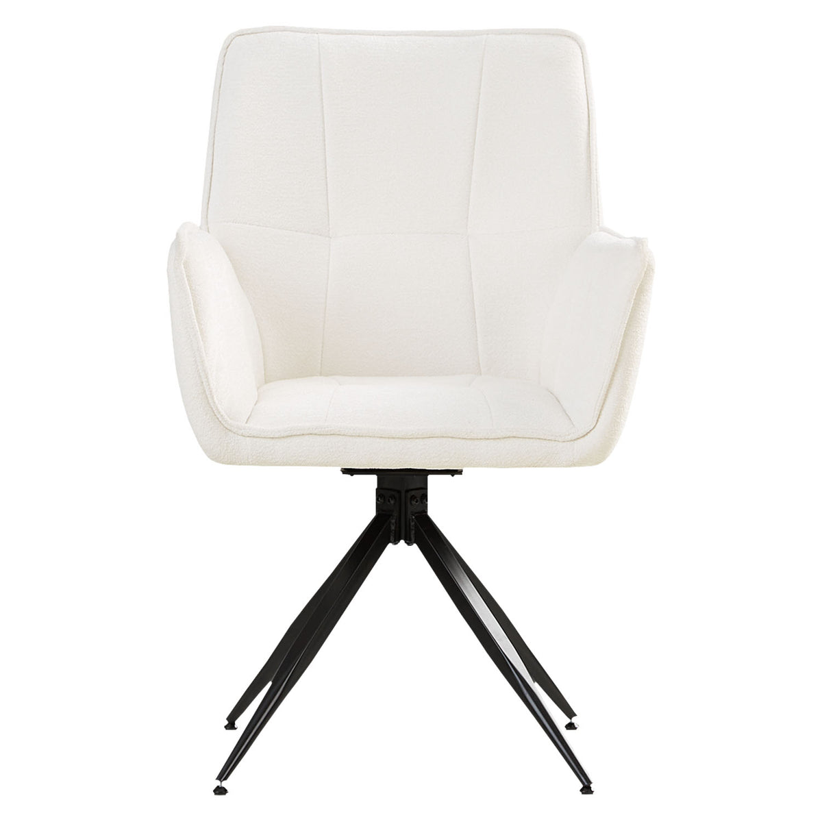 Polsterstuhl Chenille Wolle Weiss | 6er Set | drehbar | mit Armlehnen | Küche Esszimmer Büro