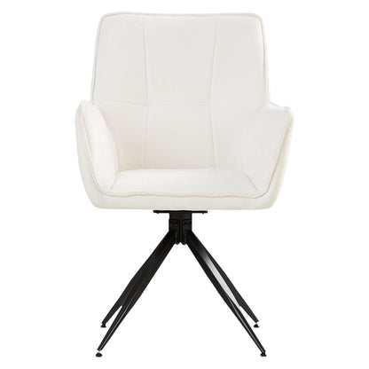 Polsterstuhl Chenille Wolle Weiss | 6er Set | drehbar | mit Armlehnen | Küche Esszimmer Büro