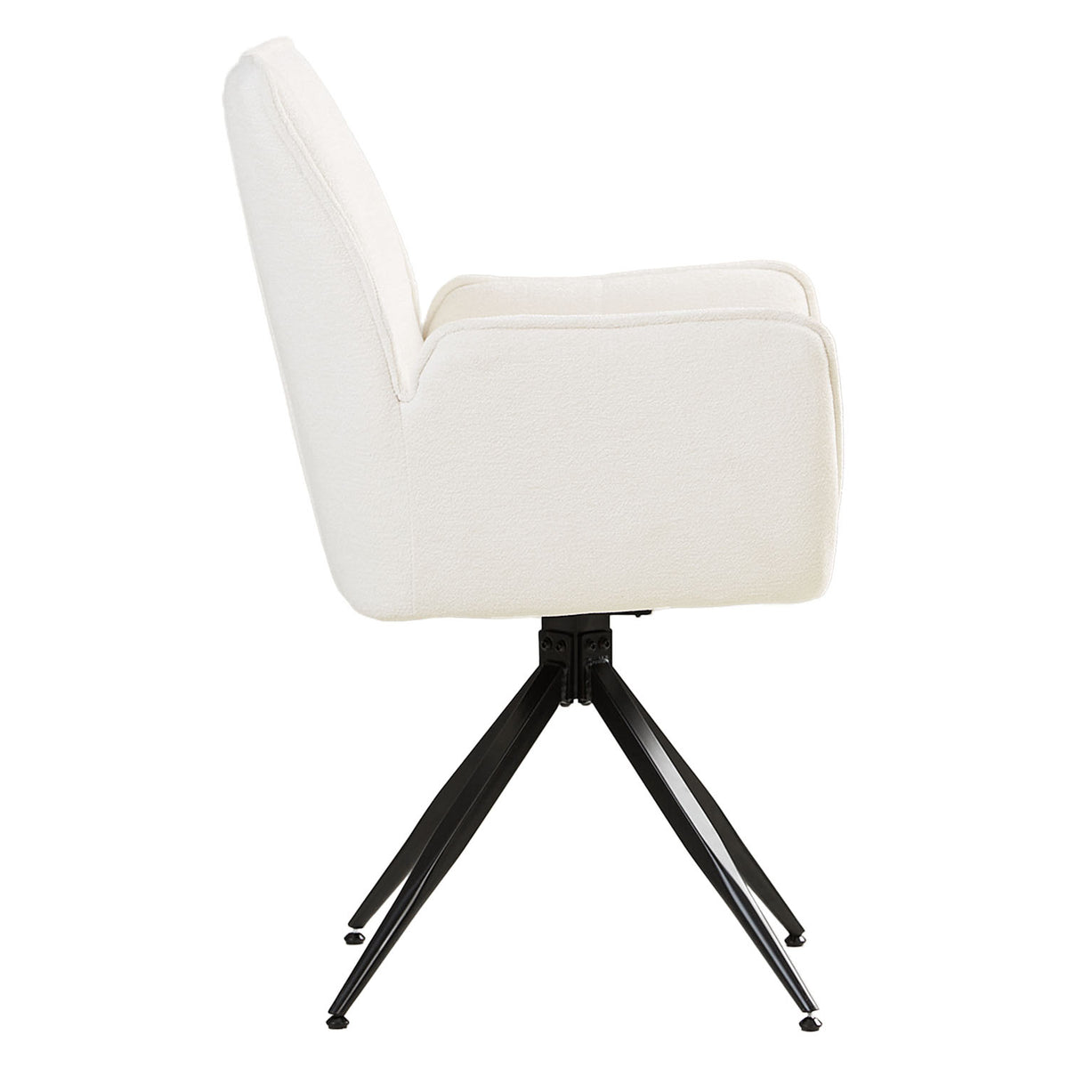Polsterstuhl Chenille Wolle Weiss | 6er Set | drehbar | mit Armlehnen | Küche Esszimmer Büro