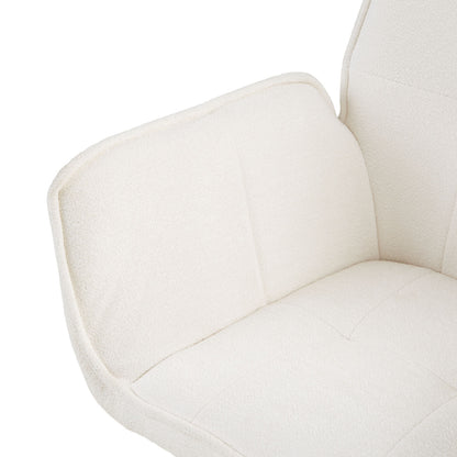 Polsterstuhl Chenille Wolle Weiss | 6er Set | drehbar | mit Armlehnen | Küche Esszimmer Büro