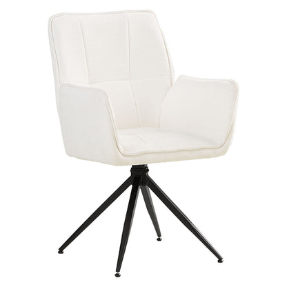 Polsterstuhl Chenille Wolle Weiss | 6er Set | drehbar | mit Armlehnen | Küche Esszimmer Büro