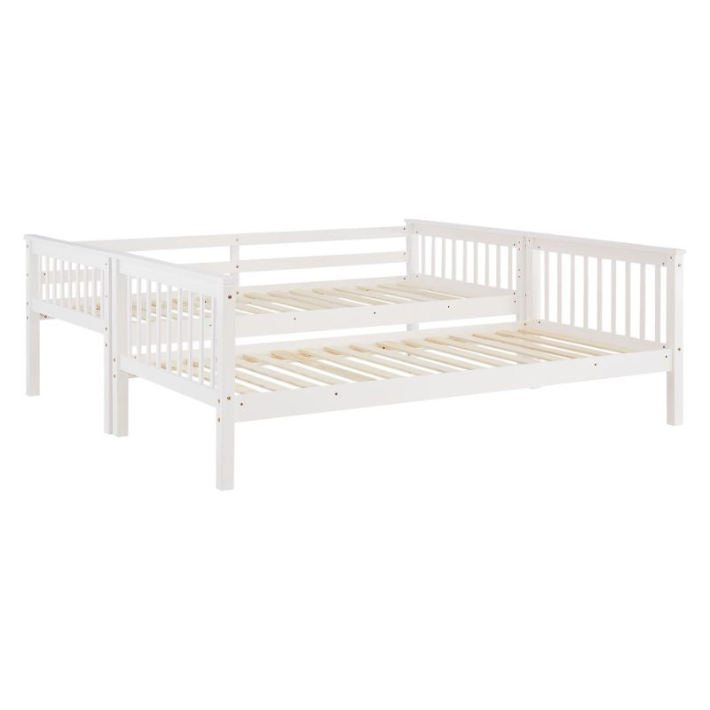 Etagenbett 90x200 cm mit Matratze & Lattenrost umbaubar Weiss - Palo24