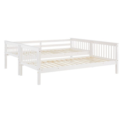 Etagenbett 90x200 cm mit Matratze & Lattenrost umbaubar Weiss - Palo24