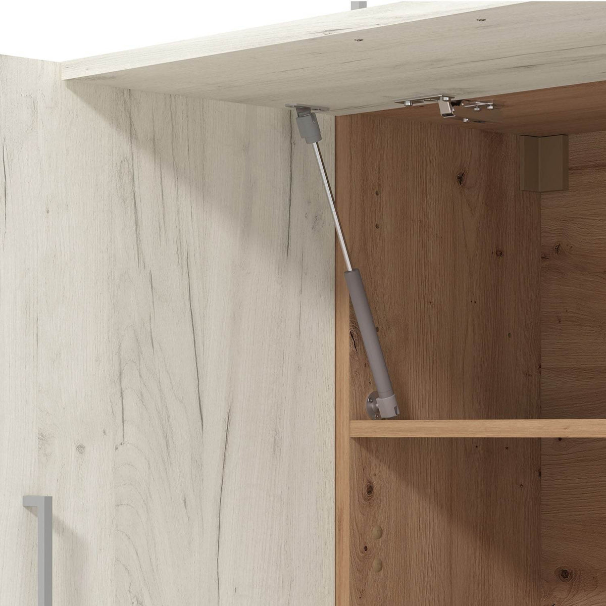 Küchenzeile ohne Geräte 200 cm Weiss Shabby Eiche - Palo24