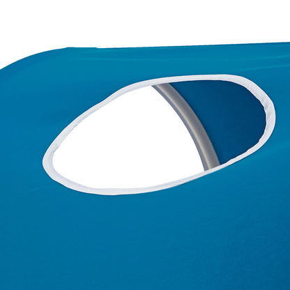 Hochbett Kinder 90x200 cm Weiss mit Vorhang in Blau | Tunnel | ohne Lattenrost