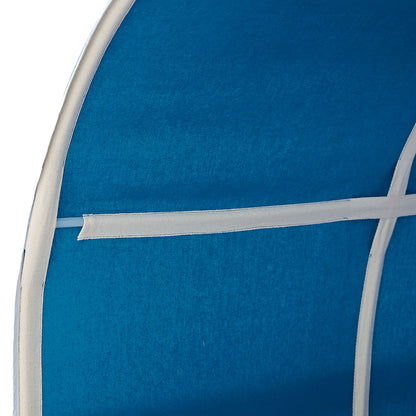 Hochbett Kinder 90x200 cm Weiss mit Vorhang in Blau | Tunnel | ohne Lattenrost