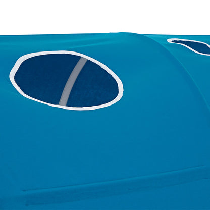 Hochbett Kinder 90x200 cm Weiss mit Vorhang in Blau | Tunnel | ohne Lattenrost