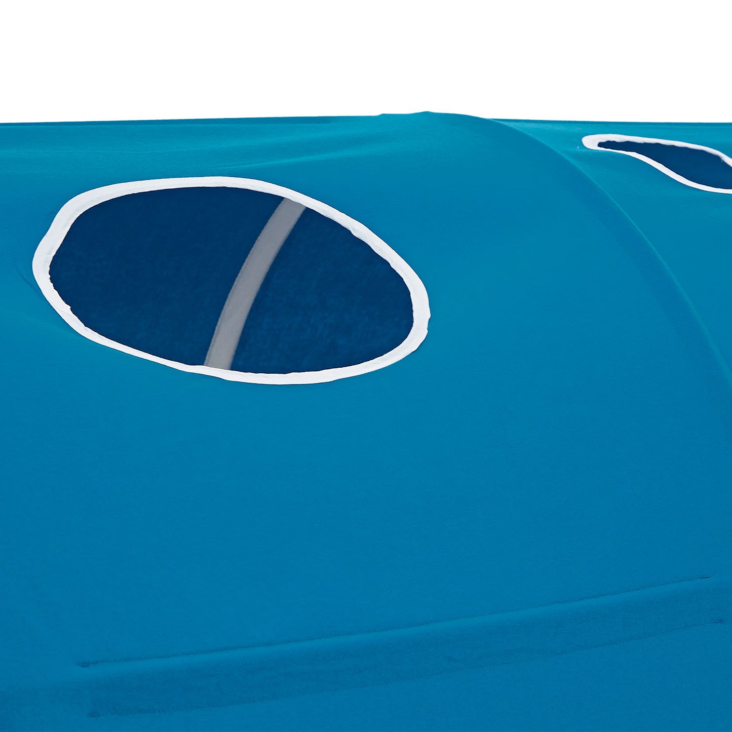 Hochbett Kinder 90x200 cm Weiss mit Vorhang in Blau | Tunnel | mit Lattenrost