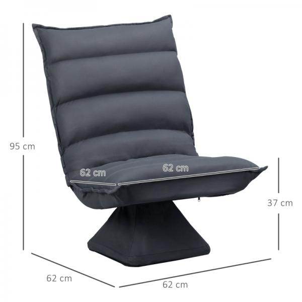 Sessel, drehbarer Sitz, neigbare Rücklehne, weiche Polsterung, atmungsaktiver Bezug, Dunkelgrau, 62 x 62 x 95cm - Palo24