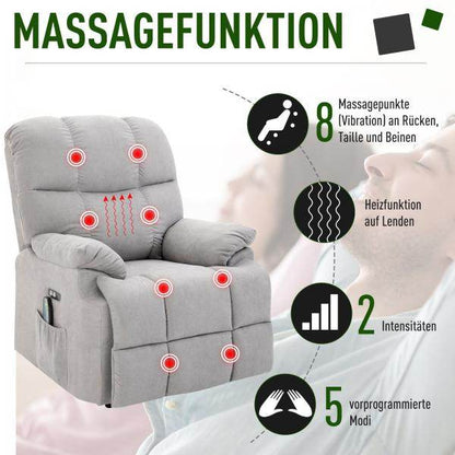 Massagesessel mit Wärmefunktion Flanell 83 cm x 95 cm x 105 cm - Palo24
