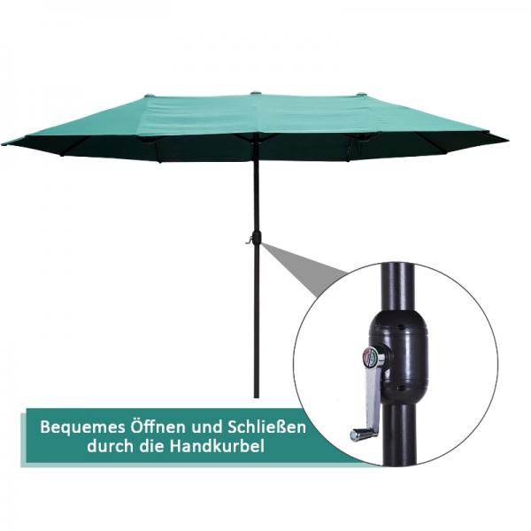 Sonnenschirm mit Handkurbel Gartenschirm Marktschirm Doppel 460x270cm Dunkelgrün - Palo24