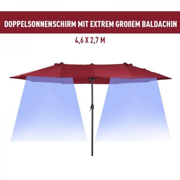 Sonnenschirm Doppelsonnenschirm Terrassenschirm mit Handkurbel Weinrot Oval - Palo24