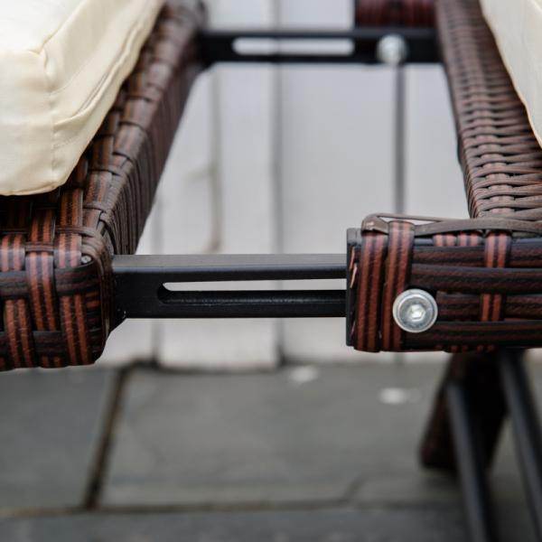 2er Gartensofa Loungesofa Gartenbank aufklappbar Armlehne Polyrattan Braun - Palo24