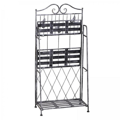 Pflanzregal Blumenregal 3 x Ebene Metall Klappbar Silbergrau - Palo24