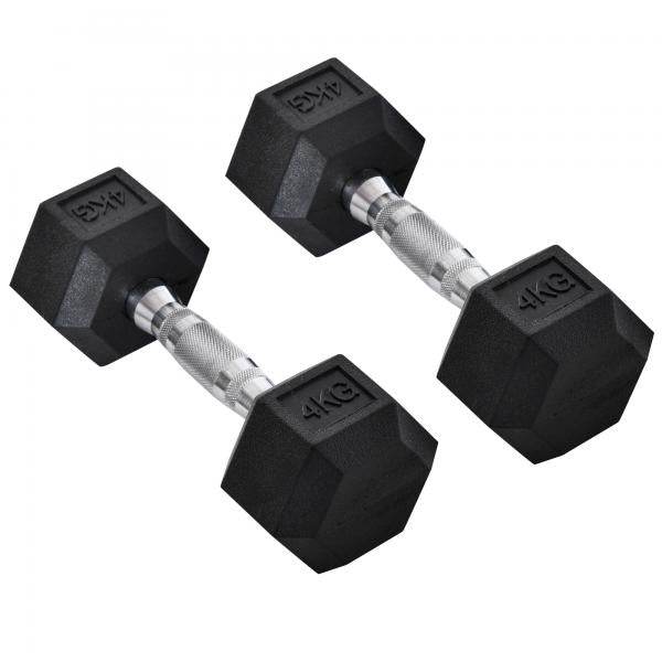2er-Set Gummi-Hantel 4 KG Fitness Hantel Kurzhantel Metall Gummi Schwarz - Palo24