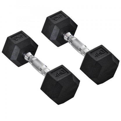2er-Set Gummi-Hantel 4 KG Fitness Hantel Kurzhantel Metall Gummi Schwarz - Palo24