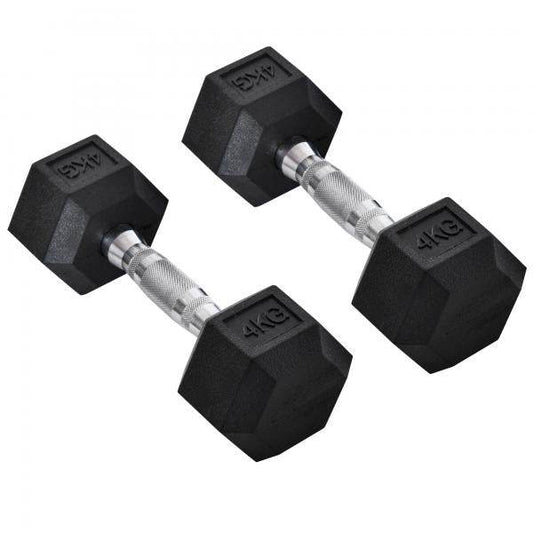2er-Set Gummi-Hantel 4 KG Fitness Hantel Kurzhantel Metall Gummi Schwarz - Palo24