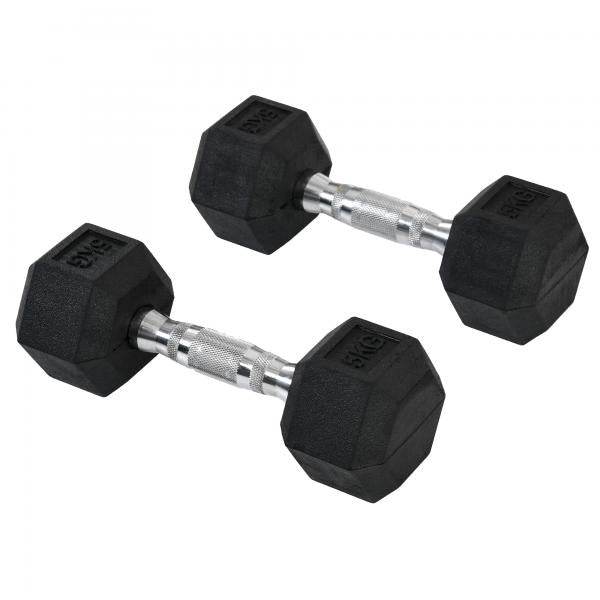 2er-Set Gummi-Hantel Fitness Hantel Kurzhantel Metall Gummi schwarz 5 KG - Palo24
