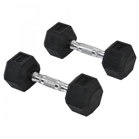2er-Set Gummi-Hantel Fitness Hantel Kurzhantel Metall Gummi schwarz 5 KG - Palo24